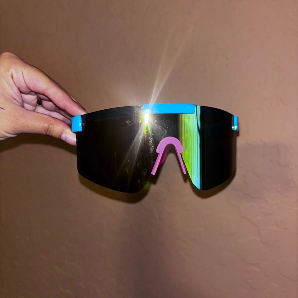 Blue and Pink Sporty Shield Glasses